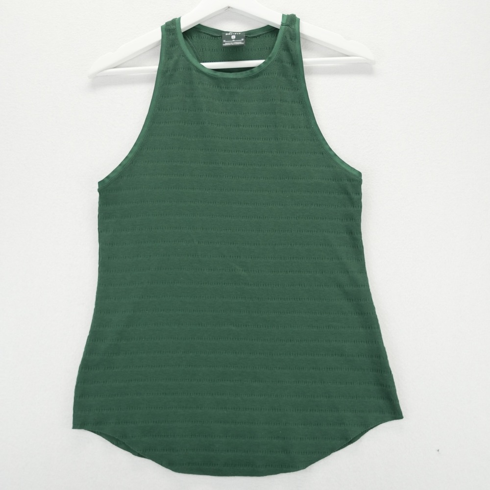 Nike Dri-FIT Womens Tank Top Green Textured Racerback Athletic Shirt Size M